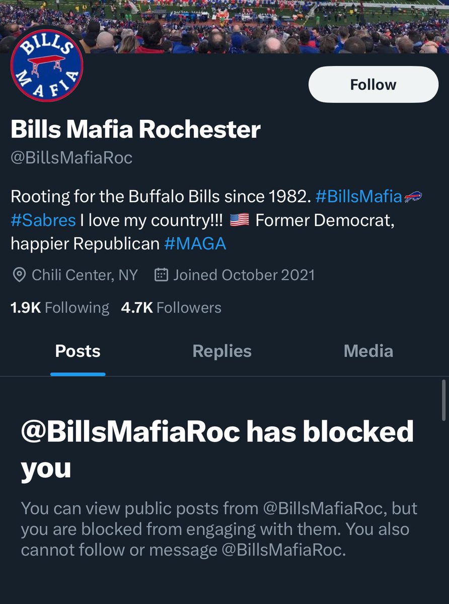 Jayhawk255's tweet photo. @Devin1427 @BillsMafiaRoc Lmaooo blocked me because you know I caught you in a lie 

You are a pathetic person. Always lying for engagement. Classic MAGA tactic https://t.co/2NwfXSTnjc