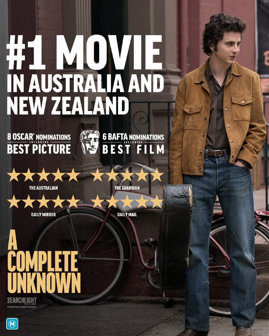 Don’t think twice, catch Australia's #1 movie A COMPLETE UNKNOWN at Dendy Cinemas now.

#ACompleteUnknown