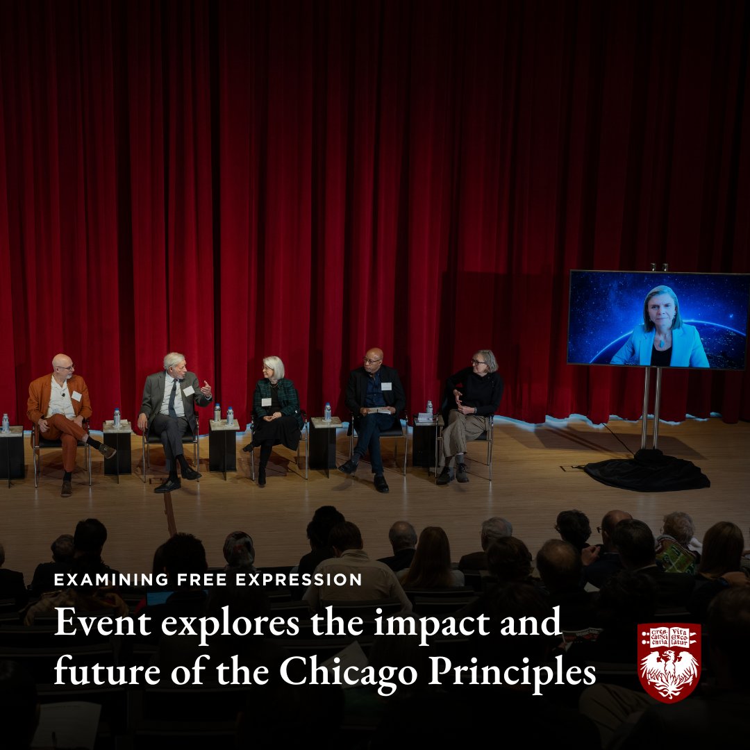At an event marking the 10th anniversary of the Chicago Principles of free expression, UChicago leaders and faculty discussed the origins and legacy of the Principles, as well as challenges to free expression at UChicago and beyond.

Learn more: ms.spr.ly/6015U9euZ