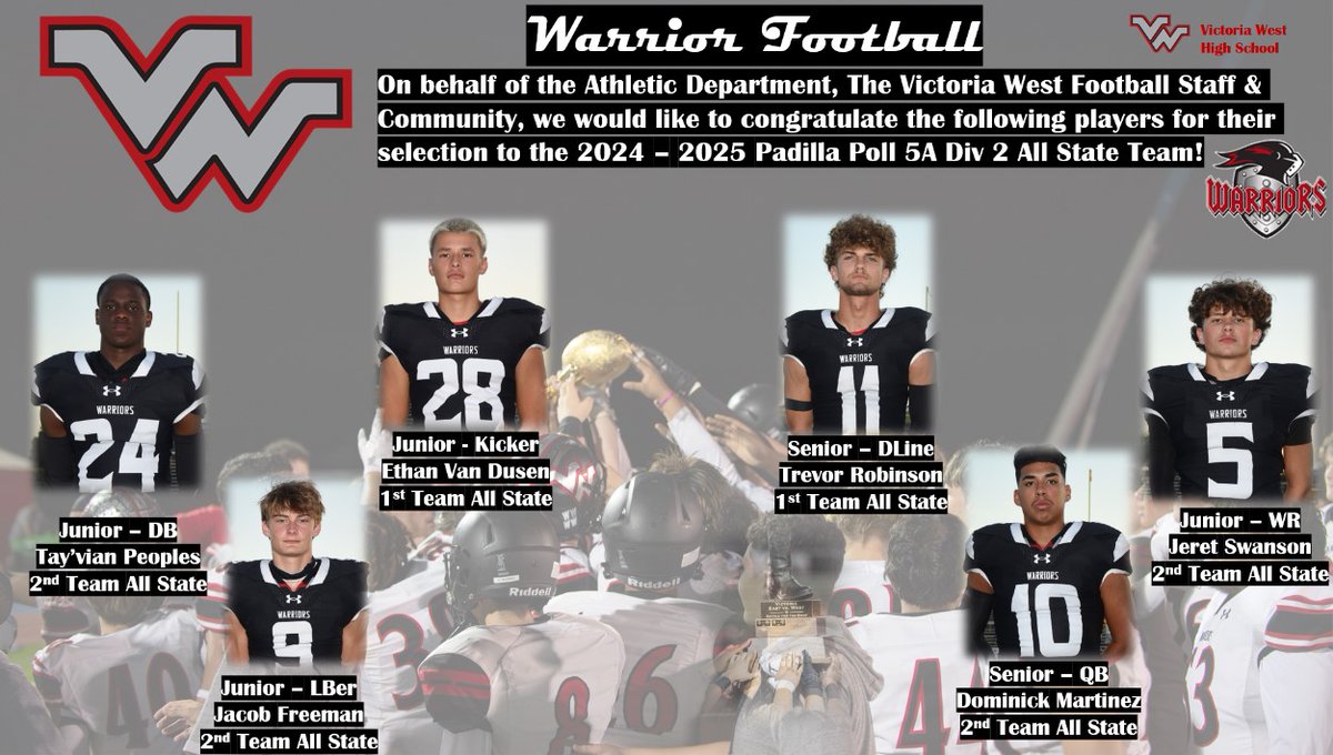 Victoria West HS Football (@vwhsfootball) on Twitter photo Congratulations to our <a href="/padillapoll/">Carl Padilla</a> 5A Div II All State players! #recruitVW <a href="/VictoriaWestHS/">Victoria West High School</a> Congratulations to our <a href="/padillapoll/">Carl Padilla</a> 5A Div II All State players! #recruitVW <a href="/VictoriaWestHS/">Victoria West High School</a>