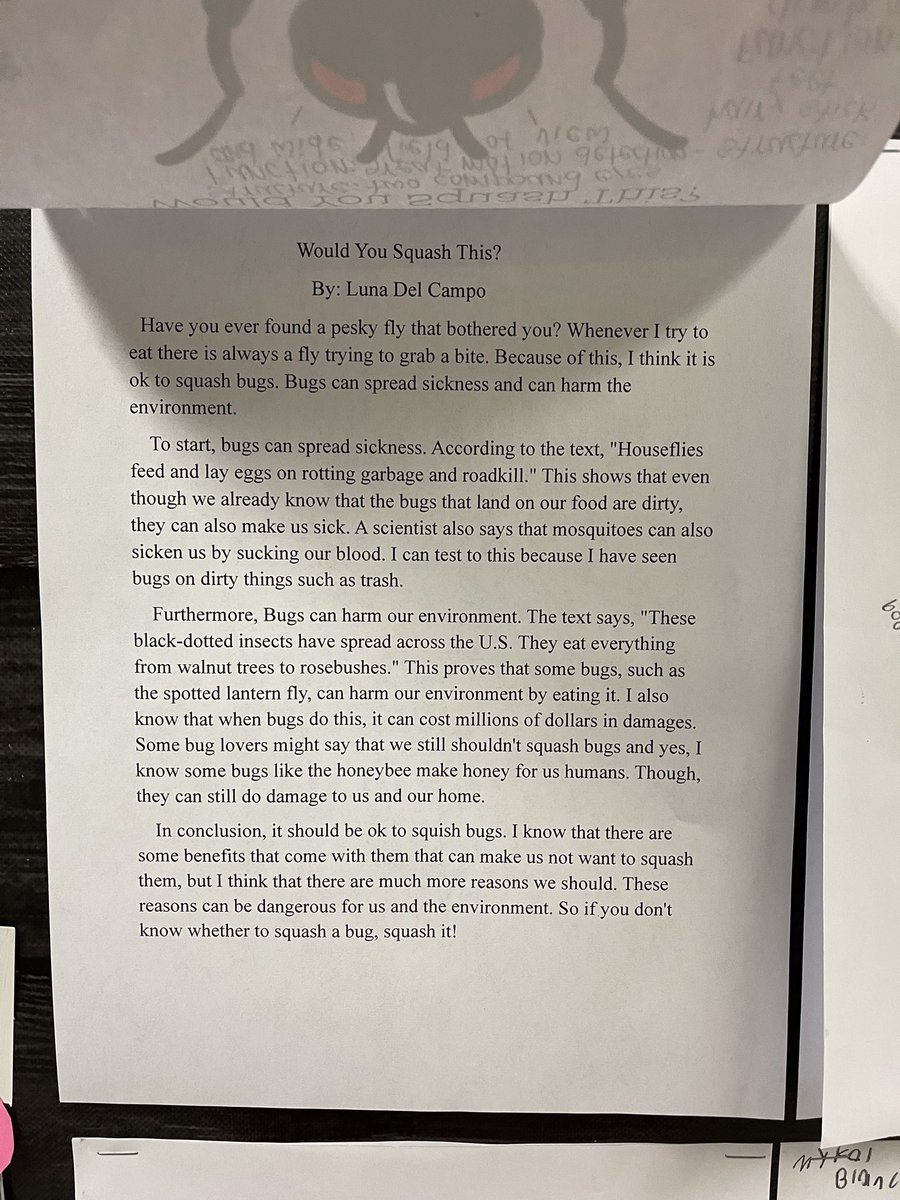 Buzz-ing in love with these ECRs my scholars did ! Using Writable &amp; Storyworks, they crafted buzz-tacular ECRs using argumentative text attributes and then listed structures and functions of a fly to tie in some science 🧪🤩💓
