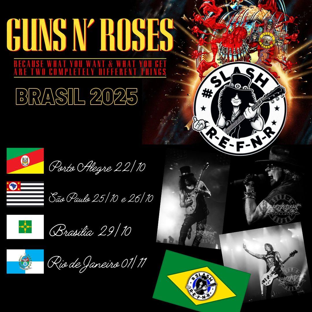 🚨🚨🚨🚨 BREAKING NEWS 🚨🚨🚨🚨🇧🇷

Atenção Gunners !! O trio mais amado ta chegando no Brasil!!!!! Em primeira mão as datas e cidades dos shows do GNR no Brasil! A <a href="/slashrefnr/">Slash REFNR 🎩</a> correu atras e te conta tudo bem antes pra você se programar !!! Boooooooooraaaa!!!!
#GunsNRoses #GNR