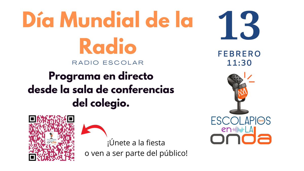 Nuestra radio escolar -Escolapios en la onda- emite un programa especial EN DIRECTO vía Youtube con motivo del Día Mundial de la Radio.