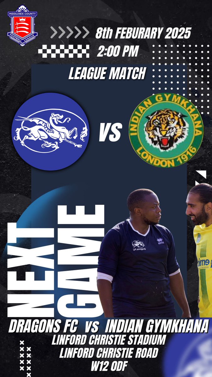 Kensington Dragons FC (@kendragonsfc) on Twitter photo KDFC are playing at home !
Come down and show your support 📢
1st Team Match Details:
🗓️08/02/2025
🏆Middlesex Premier Div
⏱️2:00PM Kick Off
🆚<a href="/IGFC_SSH/">Indian Gymkhana FC</a>
🏟️Linford Christie Stadium
🎟️ £0
Linford Christie Road
London
W12 0DF KDFC are playing at home !
Come down and show your support 📢
1st Team Match Details:
🗓️08/02/2025
🏆Middlesex Premier Div
⏱️2:00PM Kick Off
🆚<a href="/IGFC_SSH/">Indian Gymkhana FC</a>
🏟️Linford Christie Stadium
🎟️ £0
Linford Christie Road
London
W12 0DF