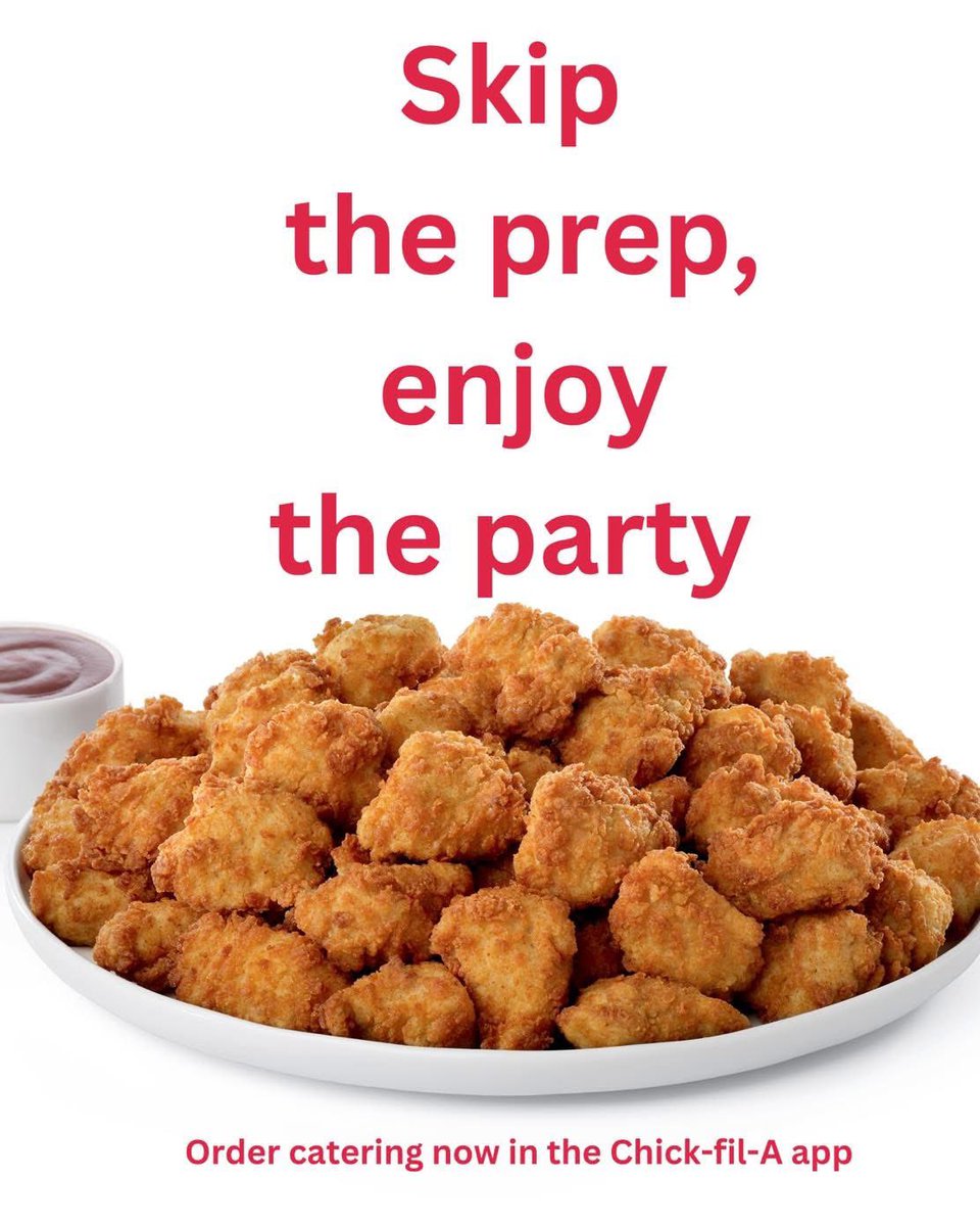 Our delicious nuggets are the perfect game day snack. 🏈 If you’re not serving them right away, we have our Chilled Chick-fil-A nugget trays so you can heat it when you need it! Perfect for big game days! 

📲 Order on your app today so you earn points towards free menu items!
