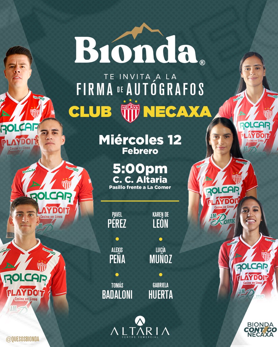ClubNecaxa's tweet photo. El próximo miércoles tenemos una cita junto a nuestros amigos de Quesos Bionda, Rayos... 😎

#HazMatchConNecaxa 💘 https://t.co/pIJH4rBhmU