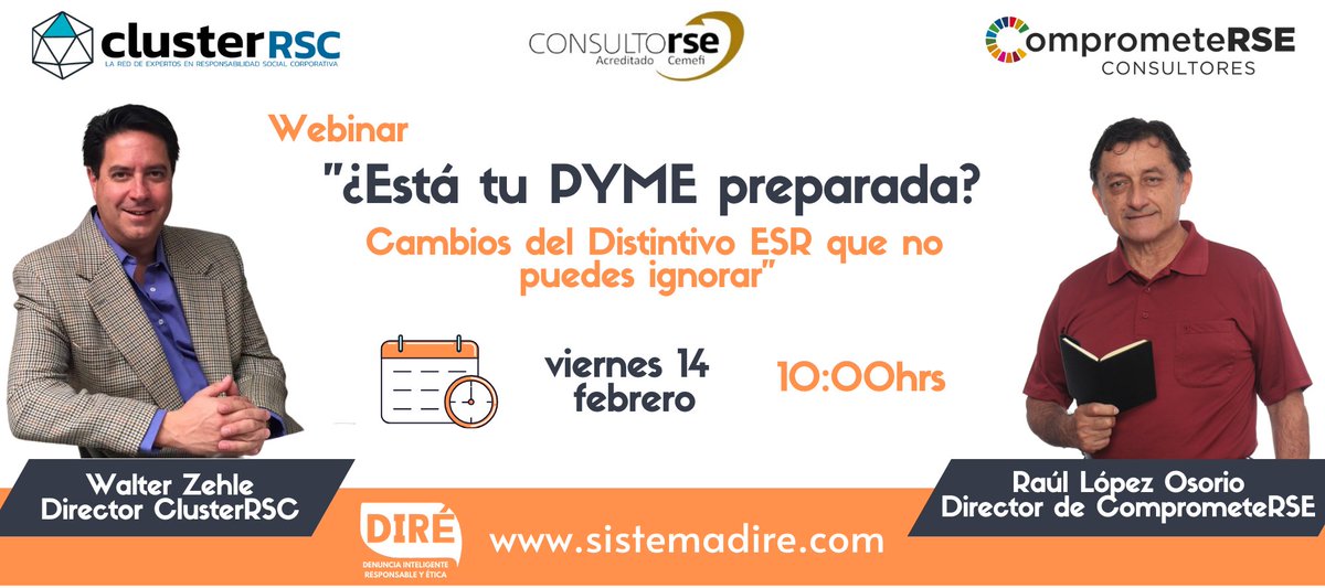 ¿Está tu PYME preparada? Cambios del Distintivo ESR que no puedes ignorar". No olvides asistir el 14 de febrero. linkedin.com/events/est-tup…