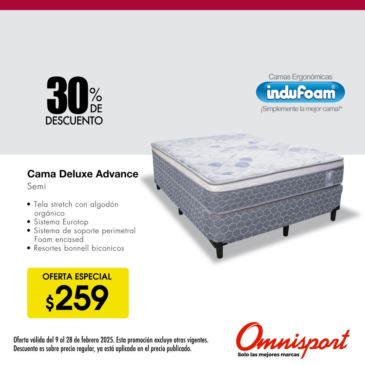 ¡Tecnología avanzada para un sueño profundo y relajante! 🤩
Adquiere tu camaDeluxe Advanced Semi de Indufoam a un precio especial y disfruta de un descanso reparador.

tinyurl.com/s2bctdjj