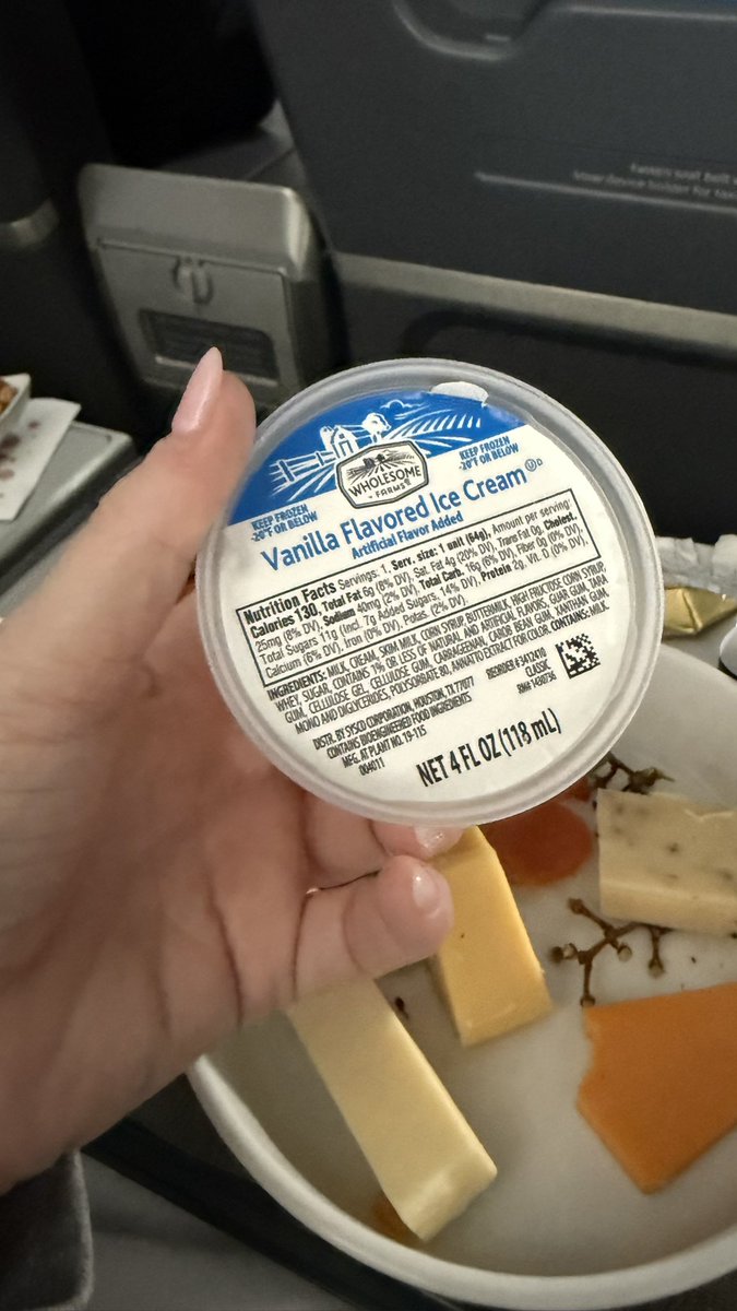 karahall's tweet photo. Ok @AmericanAir I don’t know if ice cream on domestic is new or just a random treat but I could get used to this. I’ve only been offered this on international in past. Also big shout out to the first class FA on 2448 today, she is the sweetest and giving the best  service. https://t.co/xFirtbCYEk