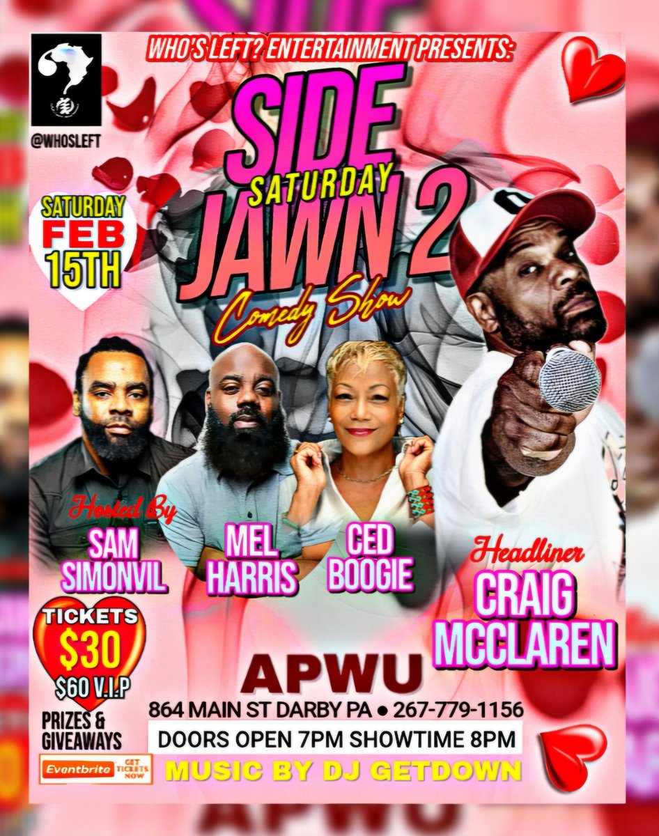 LeftyLuck's tweet photo. This will be an epic event! #phillyfunny #goodvibes #valentinesideas #valentines #blackcomedy #phillycomedy #Philly #delco #jokes https://t.co/7GQcrp8Ty9 https://t.co/KYZyNDUXQB