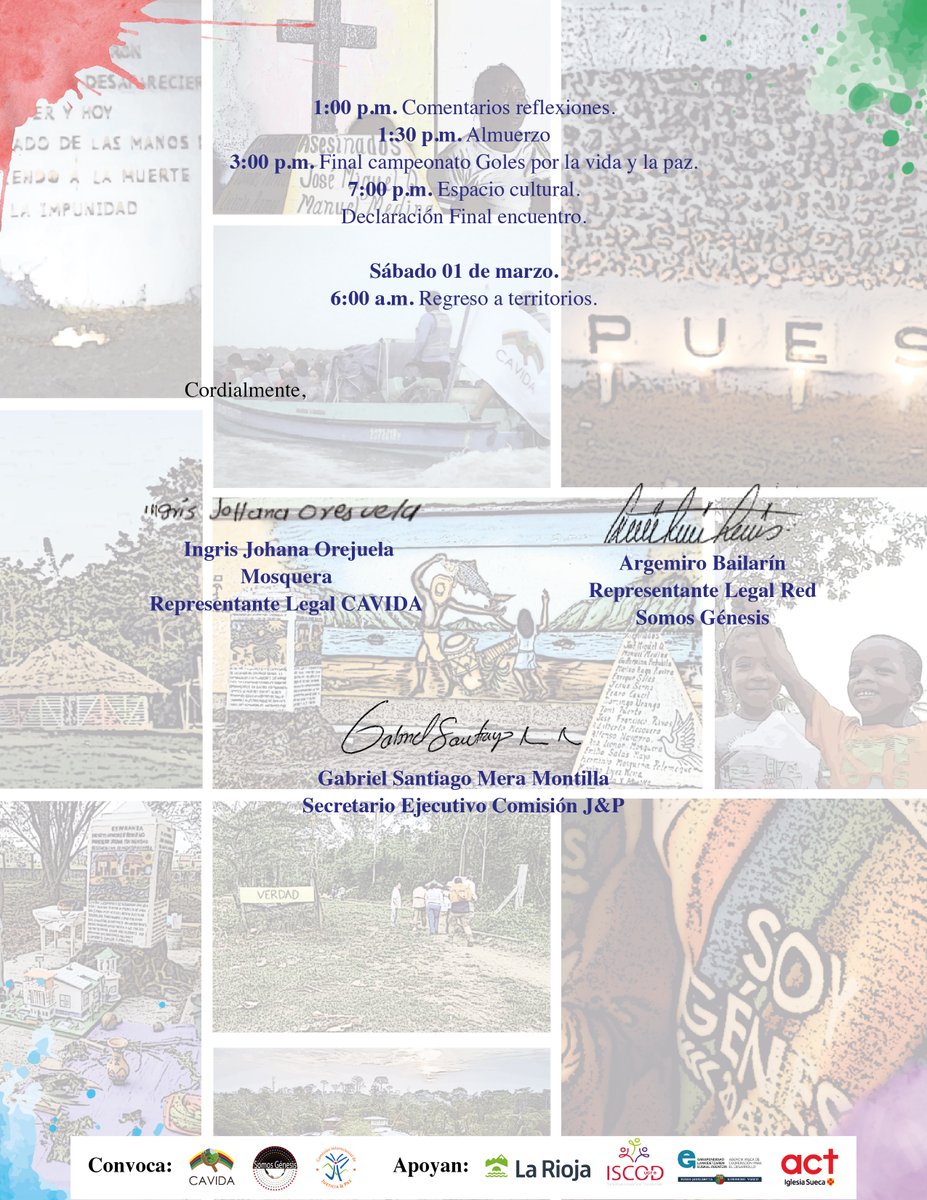 Comisión de Justicia y Paz (@justiciaypazcol) on Twitter photo #PartiSiPa || XVI Encuentro de la Memoria; Seguimos, estamos, somos génesis de la esperanza: ¡Pasado, Presente y Futuro! ✊🏽
<a href="/SomosGenesisCol/">Somos Génesis</a> <a href="/lariojaorg/">Gobierno de La Rioja</a> <a href="/ISCOD_UGT/">Sindicalistas sin Fronteras ISCOD UGT</a> <a href="/eLankidetza/">eLankidetza 🌎</a> <a href="/Act_Svk/">Act Svenska kyrkan</a> <a href="/petrogustavo/">Gustavo Petro</a> <a href="/mindefensa/">Mindefensa</a> <a href="/MinAmbienteCo/">MinAmbiente Colombia</a> <a href="/DefensoriaCol/">Defensoría del Pueblo</a> <a href="/PBIColombia/">PBI Colombia</a> <a href="/FranciaMarquezM/">Francia Márquez Mina</a> #PartiSiPa || XVI Encuentro de la Memoria; Seguimos, estamos, somos génesis de la esperanza: ¡Pasado, Presente y Futuro! ✊🏽
<a href="/SomosGenesisCol/">Somos Génesis</a> <a href="/lariojaorg/">Gobierno de La Rioja</a> <a href="/ISCOD_UGT/">Sindicalistas sin Fronteras ISCOD UGT</a> <a href="/eLankidetza/">eLankidetza 🌎</a> <a href="/Act_Svk/">Act Svenska kyrkan</a> <a href="/petrogustavo/">Gustavo Petro</a> <a href="/mindefensa/">Mindefensa</a> <a href="/MinAmbienteCo/">MinAmbiente Colombia</a> <a href="/DefensoriaCol/">Defensoría del Pueblo</a> <a href="/PBIColombia/">PBI Colombia</a> <a href="/FranciaMarquezM/">Francia Márquez Mina</a>