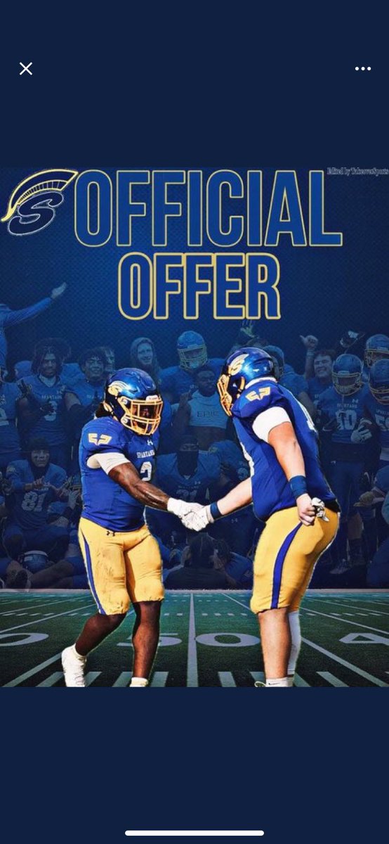 I am blessed to receive my first offer 
<a href="/MSt8Football/">Minnesota State Spartans Football</a> <a href="/TeamSwann5/">Coach Swann</a> <a href="/tj_football/">Governor Thomas Johnson Football</a>