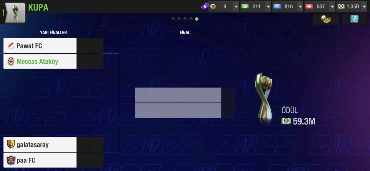 We are in to the semis in CUP

We will play against the favorite team of CUP competition.