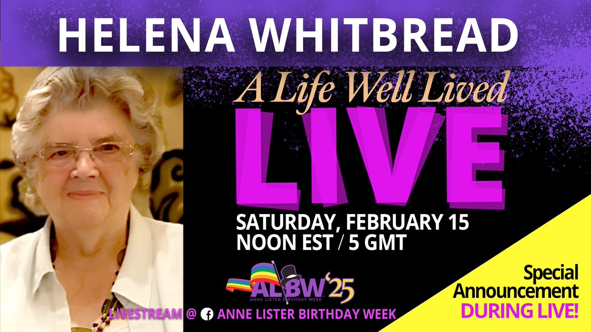 Nearly forty years ago, Helena Whitbread, facing enormous obstacles, brought a de-coded Anne Lister into the world, an act that has changed countless lives.  This hero is not done yet! Join me for this very special conversation—and hear what’s next! Link posted next Friday