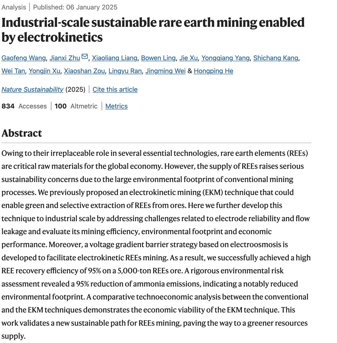 tphuang's tweet image. Reminder that China achieved its current dominance in precious metals thru sustained R&amp;amp;D over 30 yrs.

While Rare Earth is not rare, China&apos;s ability to mine, recover &amp;amp; process REE is far ahead of every1 else, since it continued R&amp;amp;D here after achieving 90%+ share in RE refining.…