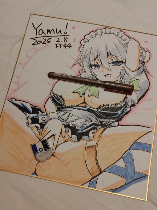 昨日会場で描いたの塗った!FF44 2日目よろしくお願いしますー色紙 賣給14:30前出價最高的 