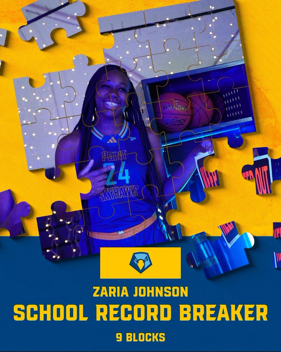 School Record Breaker‼️‼️
Zaria Johnson Women's Basketball broke the single game block record previously set by Ky'leo Worriels💙💛