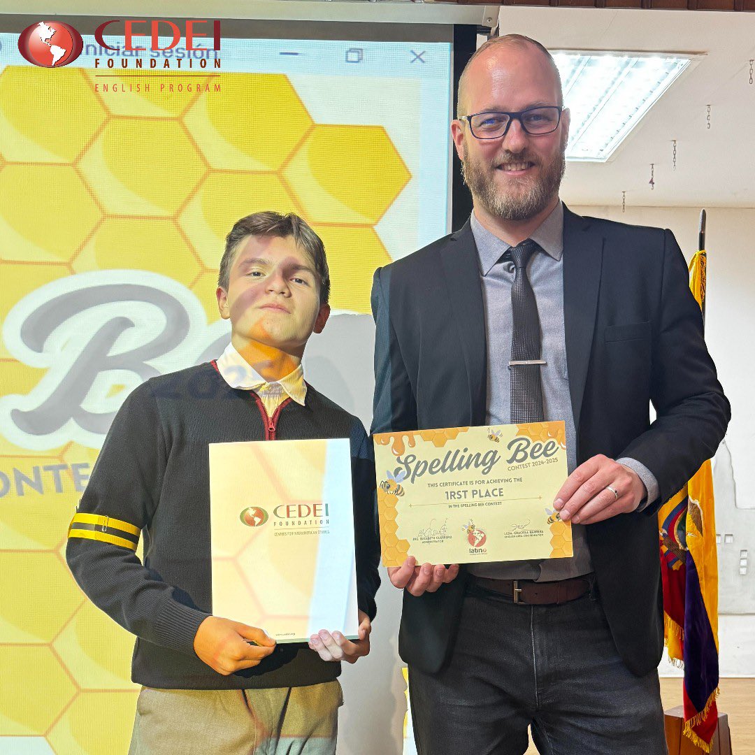 cedei_cuenca's tweet photo. 🐝¡Agradecemos a la Unidad Educativa Latinoamericano 🤗por invitarnos a formar parte del jurado en su emocionante concurso de Spelling Bee, realizado hoy. 🗓️
#spellingbee #learn #practice #speaking #idiomas #aprendeingles #cedei #cuenca https://t.co/PUoEasXazc