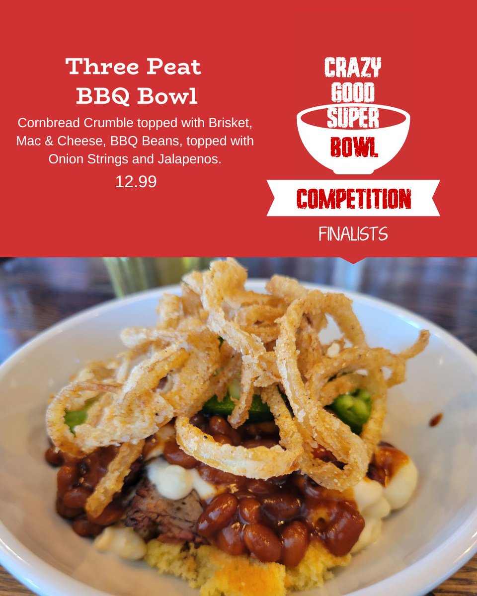 crazygoodeats's tweet photo. It's the 4th quarter of our Crazy Good Super Bowl!

Make sure to come in and order to place your vote for your favorite through Saturday evening.
May the most tastiest bowl win! 🏆

#eatKansasCity #KansasCityBBQ #KCBarbeque #OlatheKS https://t.co/OdcaCdsDyo