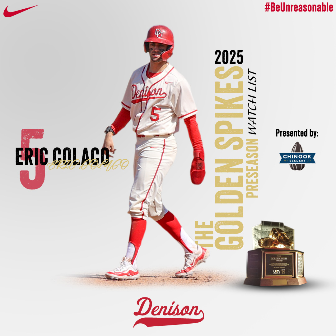 Denison Baseball (@du_baseball) on Twitter photo Right where he belongs!!
Eric Colaco β25 was named to the 2025 Golden Spikes Award Preseason Watch List!!
The list contains 55 of the best amateur baseball players in the country!
Check out the rest of the list: shorturl.at/vppgG
<a href="/USAGoldenSpikes/">Golden Spikes Award</a> <a href="/EricColaco5/">Eric Colaco</a> Right where he belongs!!
Eric Colaco β25 was named to the 2025 Golden Spikes Award Preseason Watch List!!
The list contains 55 of the best amateur baseball players in the country!
Check out the rest of the list: shorturl.at/vppgG
<a href="/USAGoldenSpikes/">Golden Spikes Award</a> <a href="/EricColaco5/">Eric Colaco</a>