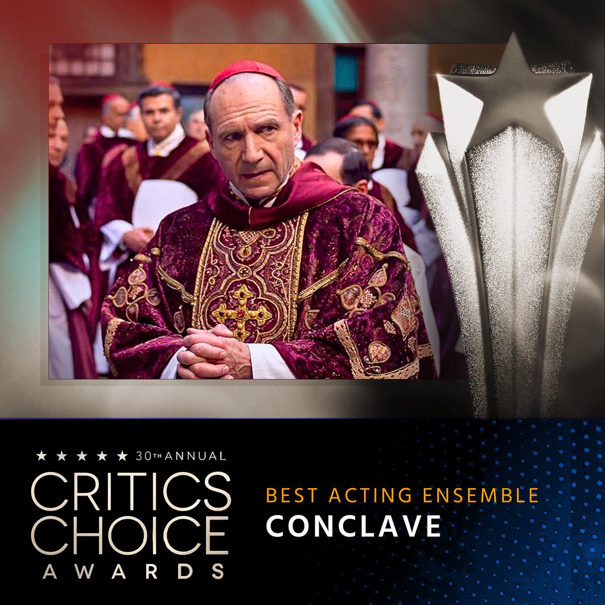 Congratulations to the cast and crew behind <a href="/conclavethefilm/">Conclave</a>. The film has won the Critics Choice Award for Best Acting Ensemble.

#CriticsChoice #CriticsChoiceAwards #conclave <a href="/eentertainment/">E! Entertainment</a>