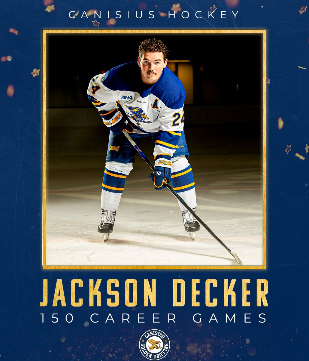 Congratulations to graduate defenseman Jackson Decker on appearing in his 150th career collegiate contest this evening! 

#Griffs