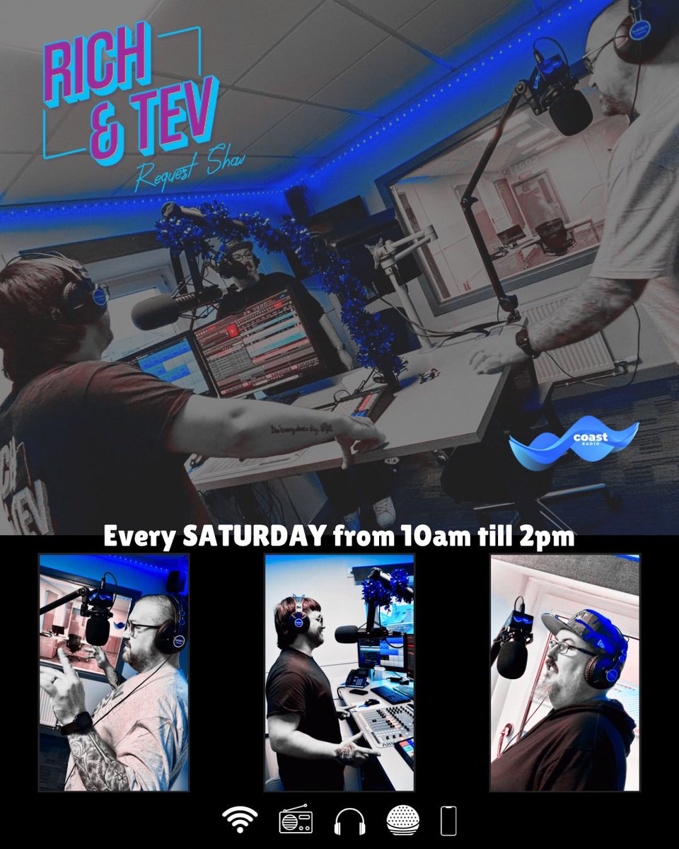 tevmin86's tweet photo. 🎶 Back this Saturday! The Rich &amp; Tev Request Show is live 10am - 2pm on Coast Radio.

📢 Send us a voice note on WhatsApp!

Listen live:
🔊 TuneIn | 101.2 FM | DAB
🌐 https://t.co/4X2h2SEDWi

Who’s tuning in? #RichAndTevShow #CoastRadio https://t.co/lqZQ6wEx1D