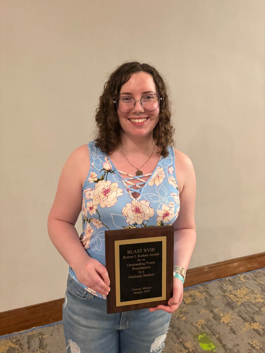 Congrats to Kristen Ramsey from <a href="/Yale/">Yale University</a> for receiving the Robert J. Kadner Award for an Outstanding Poster Presentation by a Graduate Student at #blastmeeting2025! 🏆👏 Fantastic work! #microbiology