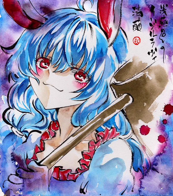 直前ですが玉兎の3人の絵を制作しました。東方合同祭事で展示頒布します。 