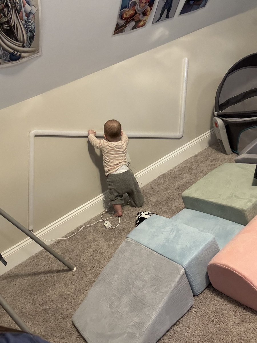 solacesaga's tweet image. Just my 10-month-old daughter casually trying to wipe out my YouTube studio lighting.