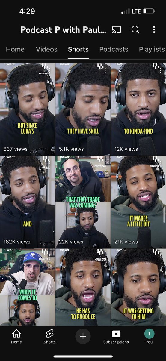 Insane stat for Sixers fans:

Since joining the Sixers, Paul George has uploaded more Podcast clips to Youtube (228) Than field goals made (191) 

Yes, this is a real statistic