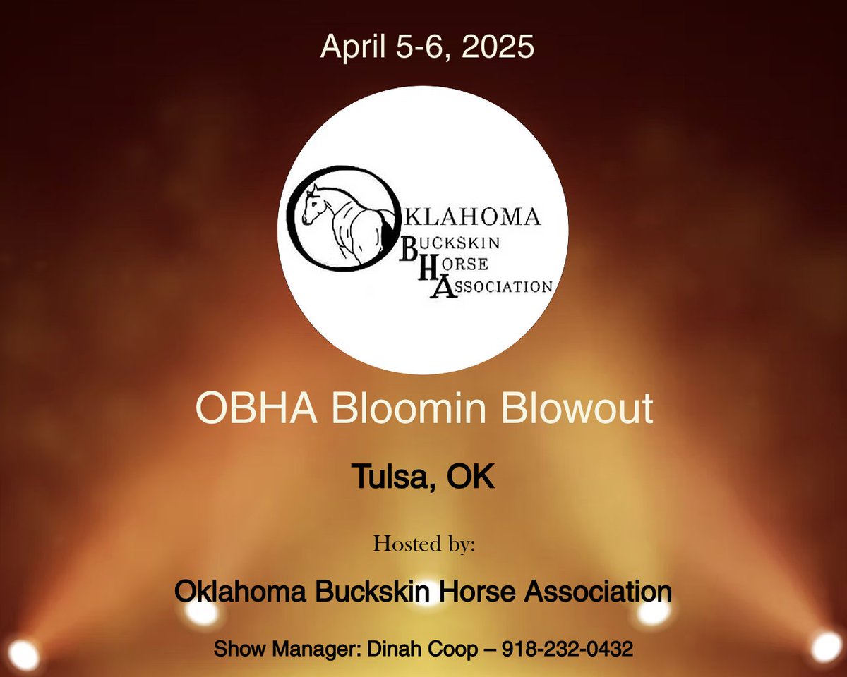 abraoffice's tweet photo. 🏅Approved ABRA Horse Show - April 5-6, 2025 

OBHA Bloomin Blowout -- Tulsa, Ok

Full ABRA Show Schedule: https://t.co/UVqqnCPPjv

#horseshows #buckskinhorses #spring #dun #perlino #reddun #grulla #dunalino https://t.co/oYUoZwK8zg
