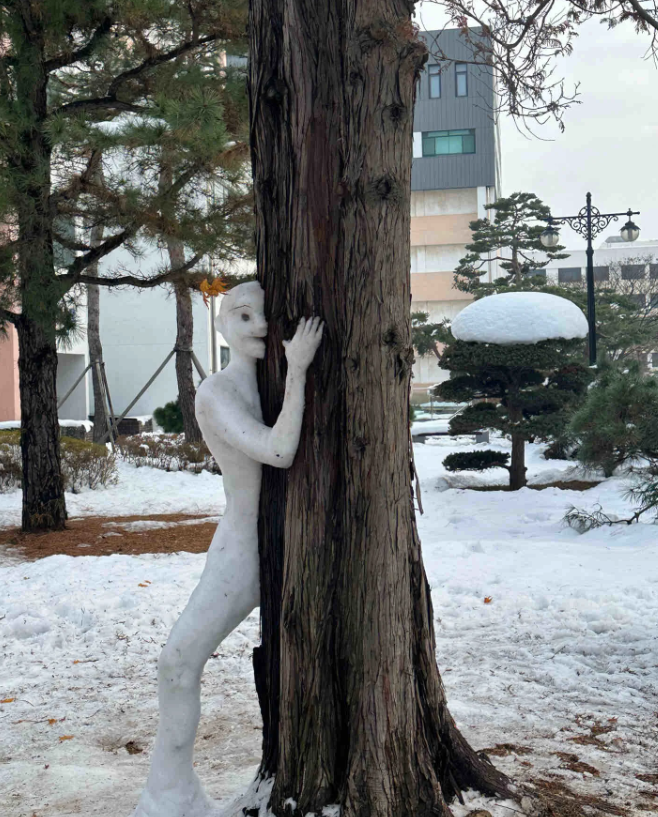 マイナス10度の寒さで男は木に凍りついた。 🥶🥶🥶🥶