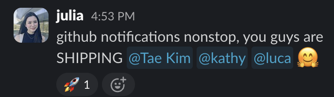 it's 5 pm on friday, team is shipping, I am happy