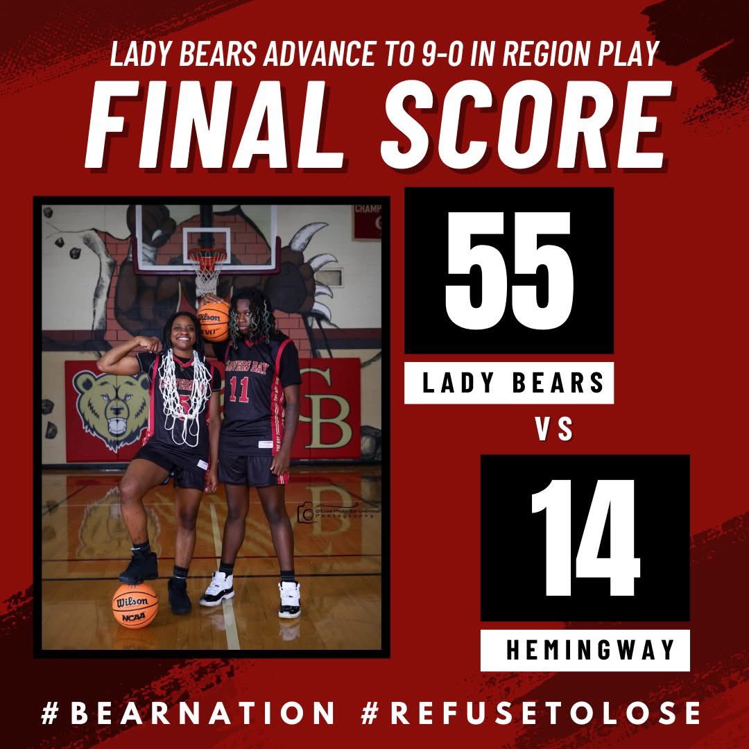 Final from Hemingway.  Lady Bears advance to 20-3 on season and 9-0 in Region Play.  #BearNation #RefuseToLose