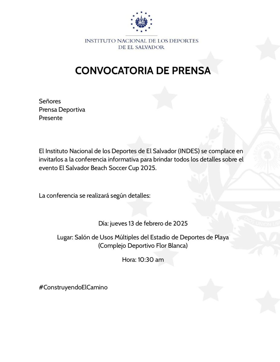 ybukele's tweet photo. Invitamos a la prensa deportiva y a los generadores de contenido a que nos acompañen el próximo jueves 13 de febrero a la conferencia informativa sobre El Salvador Beach Soccer Cup 2025. 

¡Los esperamos! 

Seguimos #ConstruyendoElCamino https://t.co/OLoJYHeTsA