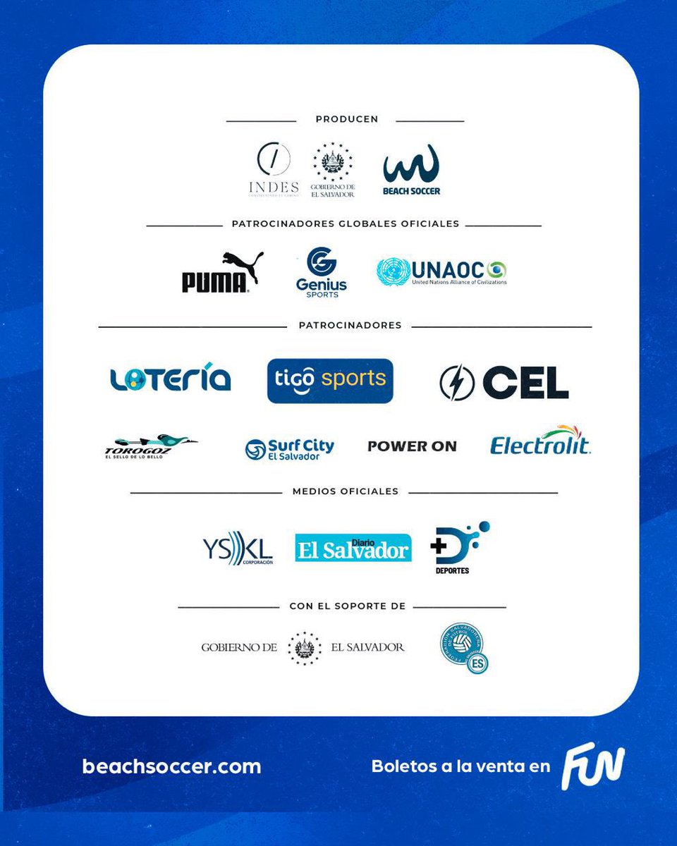 Invitamos a la prensa deportiva y a los generadores de contenido a que nos acompañen el próximo jueves 13 de febrero a la conferencia informativa sobre El Salvador Beach Soccer Cup 2025. 

¡Los esperamos! 

Seguimos #ConstruyendoElCamino