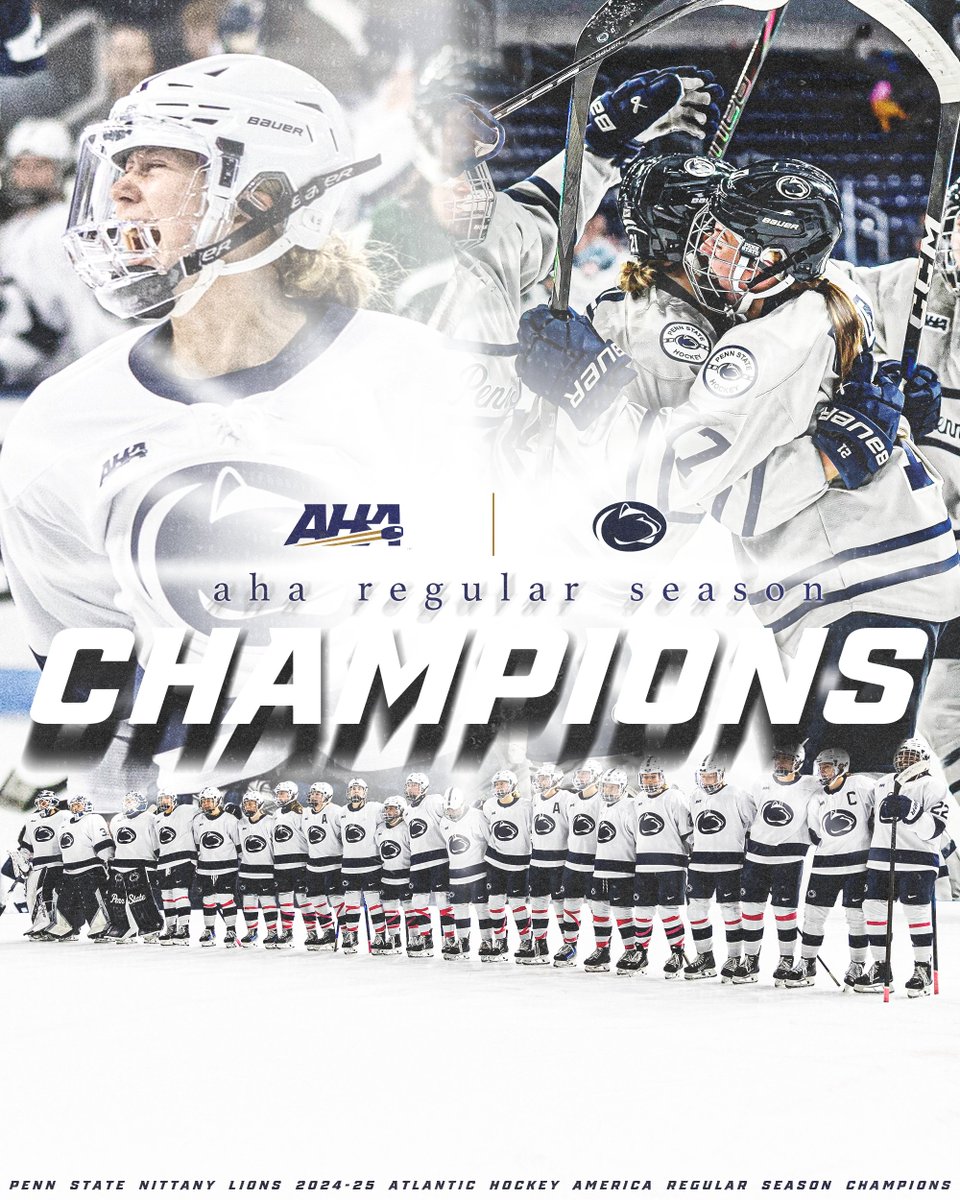 Atlantic_Hockey's tweet photo. The Penn State Nittany Lions are your 2024-25 Atlantic Hockey America regular season champs! https://t.co/a164eDnhZ2