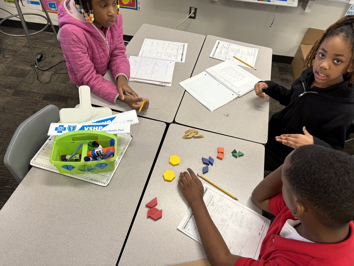 This week we used Eureka Math to learn about classifying Polygons &amp; Quadrilaterals. My lesson was internalized and I made room for scholars to have a moment to utilize manipulatives. Scholars presented on their shape of choice by describing the attributes. #MathOnTheHill.