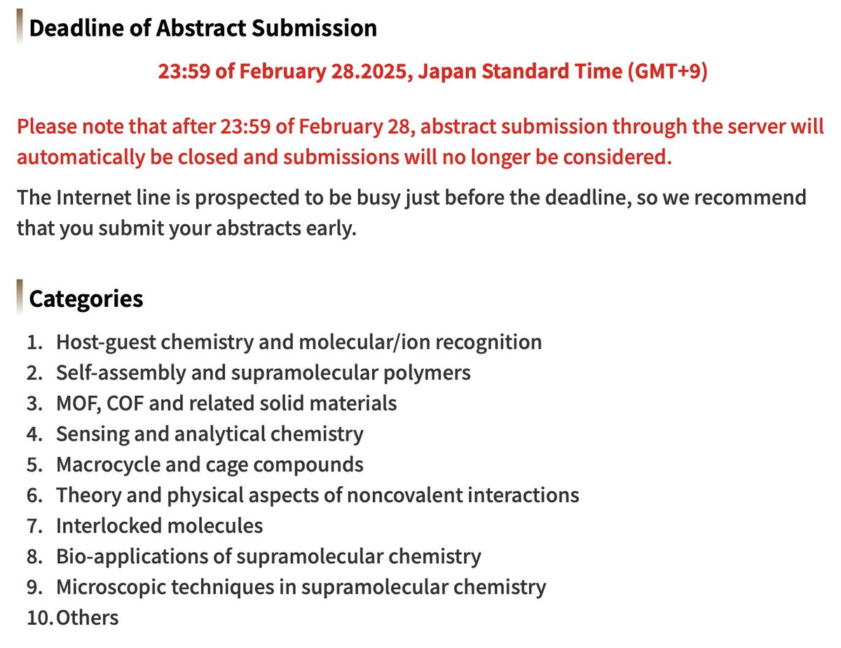 [ISMSC2025 abstract submission deadline] 
The abstract submission site of #ISMSC2025 is open. Those who wish to submit a paper are required to submit the Abstract by 23:59 of February 28, 2025. 

We are waiting for your submission! 
Please see details in: ismsc2025.com/abstracts.html