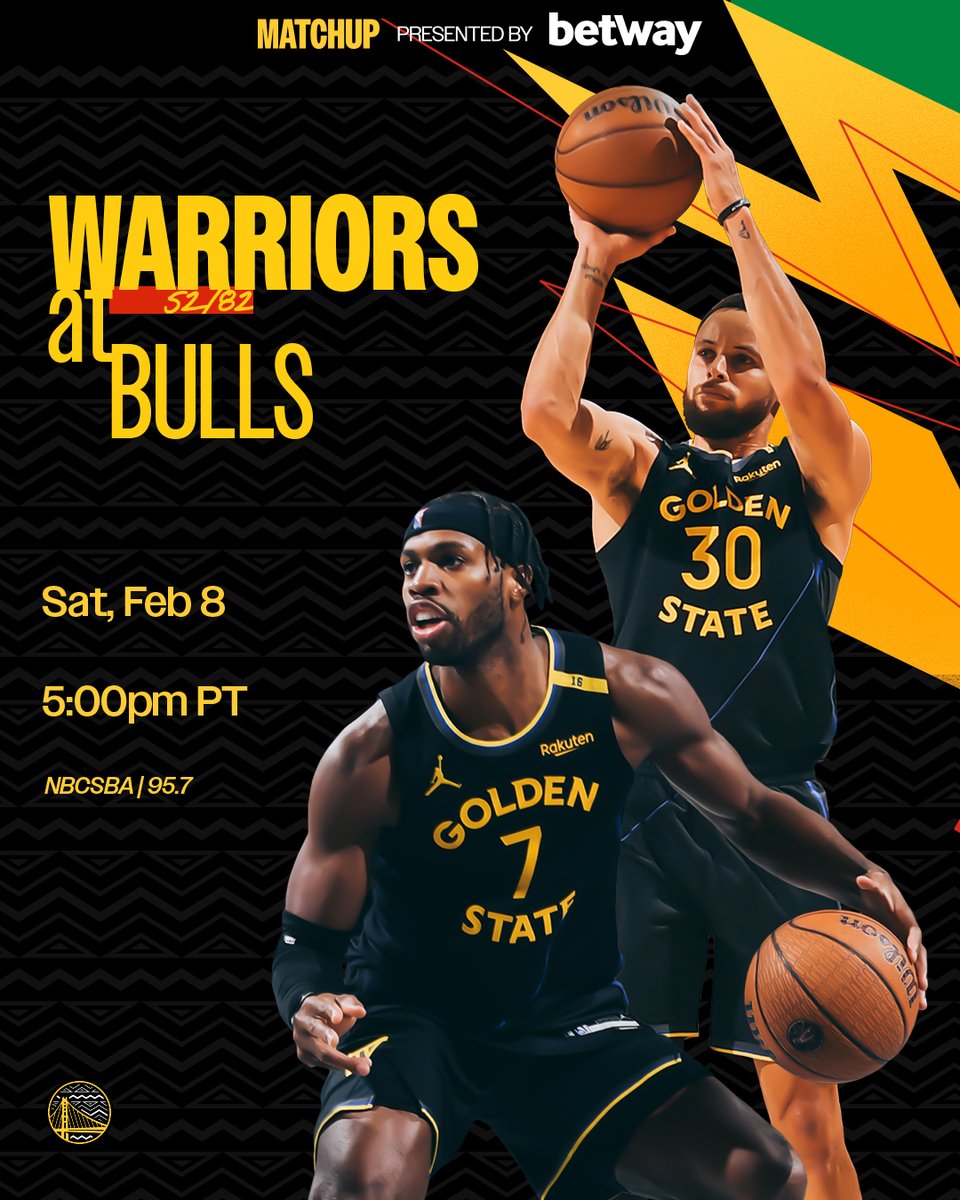 📍Dubs in Windy City

🏀 GSW at CHI
🕔 5pm PT 
📺 <a href="/NBCSAuthentic/">NBC Sports Bay Area & CA</a>
📻 <a href="/957thegame/">95.7 The Game</a>
📱 Warriors.com/App

<a href="/betway/">betway</a> || #DubNation