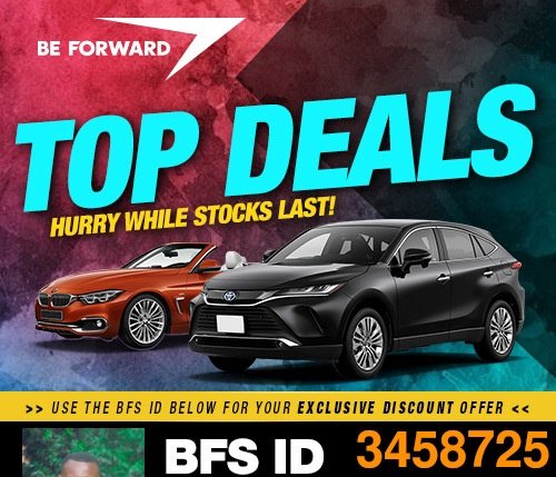 🚗 Looking for a quality used car at an unbeatable price? 🚗

Great news! I’m now a Be Forward Member, and you can get huge discounts when purchasing a car from Be Forward Japan by using my BF Member ID: 3458725!

1/2