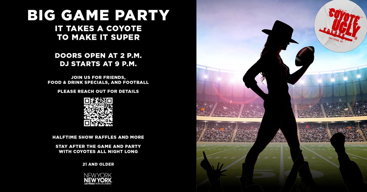 Football, drinks, and a good time. Join us for the Big Game at Coyote Ugly. See you Sunday? 🍻🏈