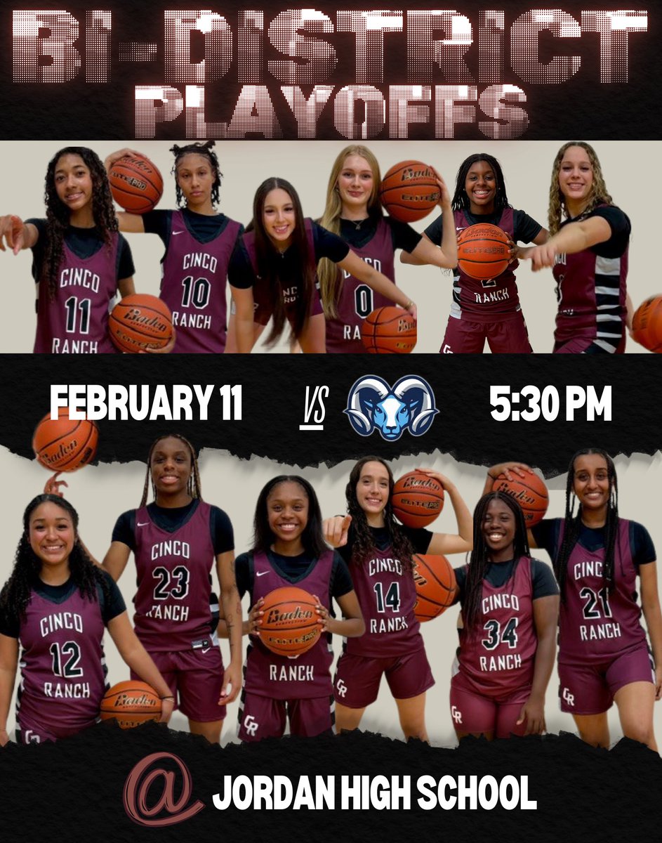 CincoGirlsHoops (@cincogirlshoops) on Twitter photo Itโs PLAYOFF TIME!!!๐ฅ๐ฅ๐ฅ
Round 1๏ธโฃ โ> Bi-District
๐ Tuesday, February 11th
๐ Alief Elsik
โฐ 5:30pm
๐Jordan High School
We canโt wait to see you in the stands! ๐๐ฟ
GO COUGS
โฅ๏ธ๐๐พ
#playoffs #100for100 #cpoe #ourtime #notdoneyet
<a href="/CincoAthletics/">CRHS Athletic Booster Club</a> <a href="/ChrisDudley40/">Coach Dudley</a> <a href="/kaye1332/">Dr. Kaye Williams</a> Itโs PLAYOFF TIME!!!๐ฅ๐ฅ๐ฅ
Round 1๏ธโฃ โ> Bi-District
๐ Tuesday, February 11th
๐ Alief Elsik
โฐ 5:30pm
๐Jordan High School
We canโt wait to see you in the stands! ๐๐ฟ
GO COUGS
โฅ๏ธ๐๐พ
#playoffs #100for100 #cpoe #ourtime #notdoneyet
<a href="/CincoAthletics/">CRHS Athletic Booster Club</a> <a href="/ChrisDudley40/">Coach Dudley</a> <a href="/kaye1332/">Dr. Kaye Williams</a>