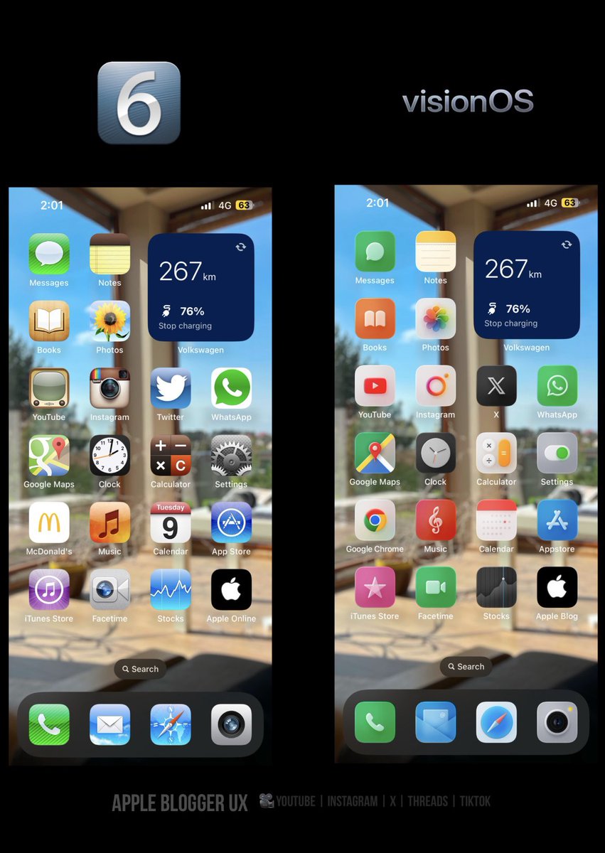 AppleBloggerUX's tweet image. VisionOS or iOS 6 design on iPhone running on iOS 18 ?