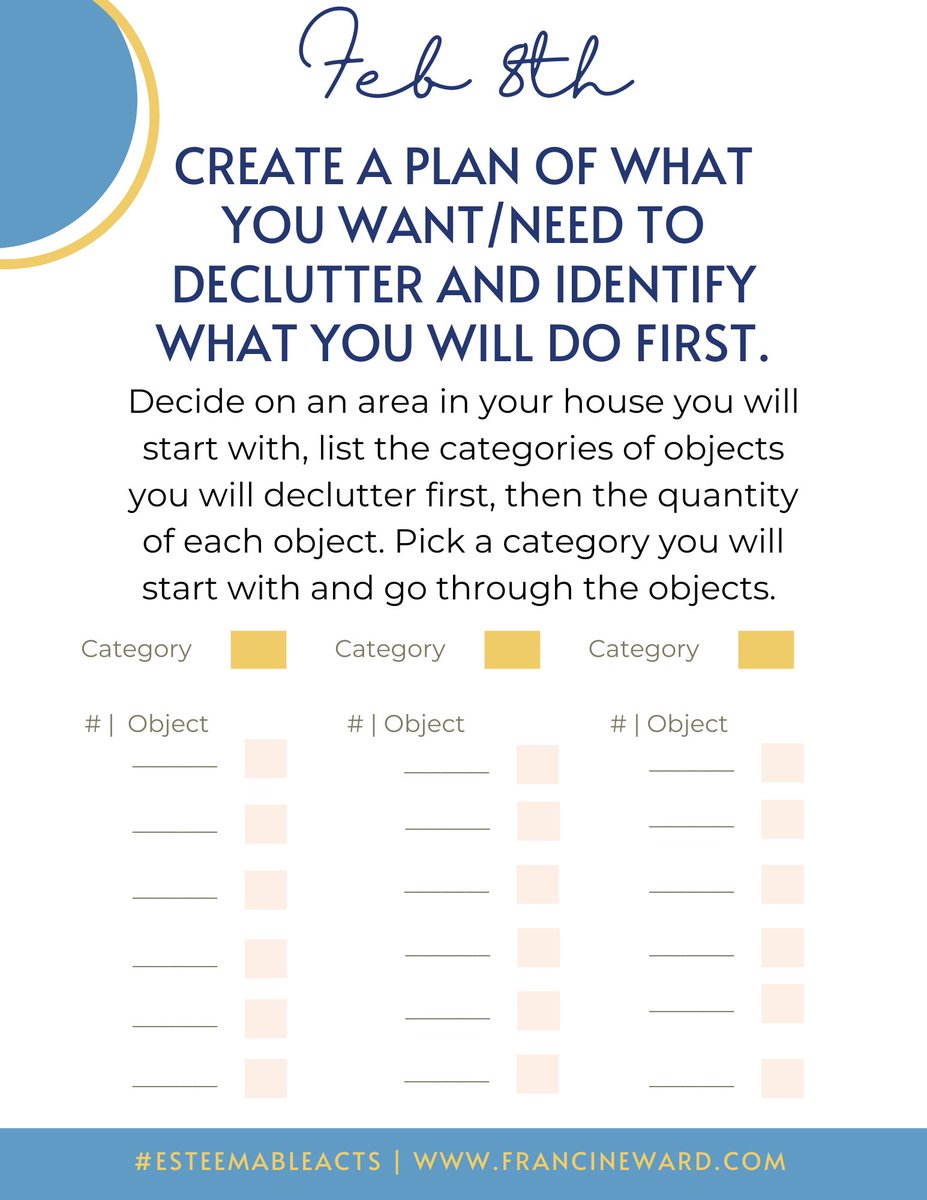 EsteemableActs's tweet image. Use this handy checklist for our #EsteemableActs #DeclutterDay this coming Saturday. Make space this New Year for a new you! Start with one area at a time. bit.ly/4a2miKk Share your before and after pictures this Saturday and include #EsteemableActs in your post.