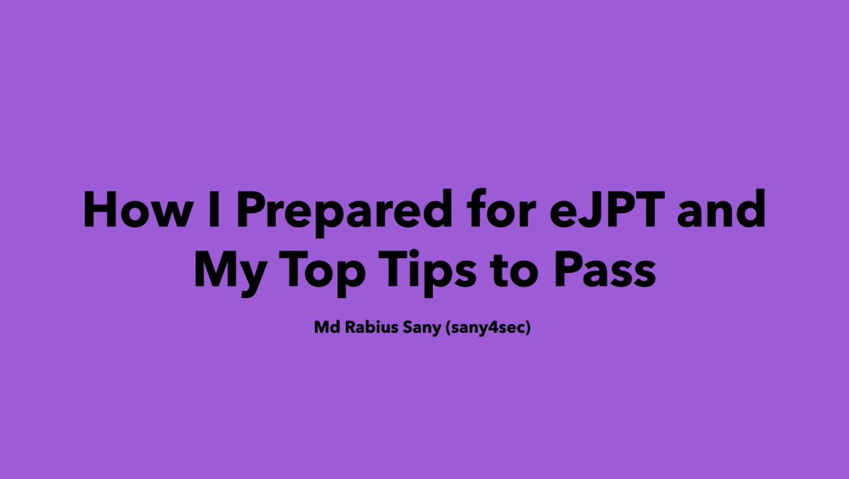 sany4sec's tweet photo. 🚀 Passed eJPT in 13 hours with 94%! 🔥

I’ve shared my full journey &amp; prep tips in a 2-part guide!

📌 Read Here 👉 https://t.co/F0ta5v6lSg

Hope it helps future eJPT takers! 💡 #eJPT #CyberSecurity #EthicalHacking #CTF https://t.co/1zmkT0I3yh