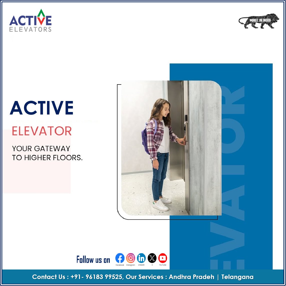 ACTIVEELEVATOR1's tweet image. YOUR GATEWAY TO HIGHER FLOORS 
"ACTIVE ELEVATORS" 

#activeelevators #activeelevatorsap #activeelevatorshyd #premiumlifts #gateway  #service #modernliving  #elevatorinstallation #lift #andhrapradesh #telangana #hyderabad #visakhapatnam #bhimavaram #makeinindia #since1999 ⏫🚻⏬.