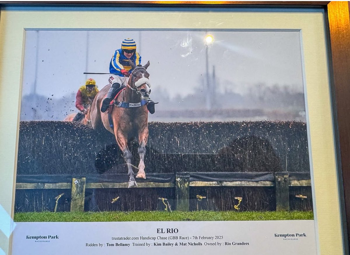 Kim Bailey & Mat Nicholls Racing Syndicates (@thorndalefarm) on Twitter photo A brilliant win for the KBRS owners the Rio Grandees <a href="/kemptonparkrace/">Kempton Park Racecourse</a> with their progressive chaser El Rio ridden by <a href="/tommy_bells/">Tom Bellamy</a> 🥳🥳 A brilliant win for the KBRS owners the Rio Grandees <a href="/kemptonparkrace/">Kempton Park Racecourse</a> with their progressive chaser El Rio ridden by <a href="/tommy_bells/">Tom Bellamy</a> 🥳🥳