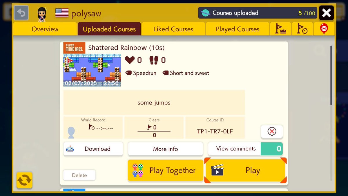 polysaw's tweet image. new level TP1-TR7-0LF #SuperMarioMaker2